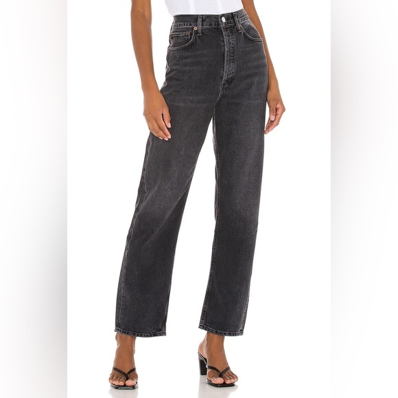 AGOLDE 90's Mid Rise Loose Fit Jeans in Photogram Size 24 Black Wash - Picture 1 of 12